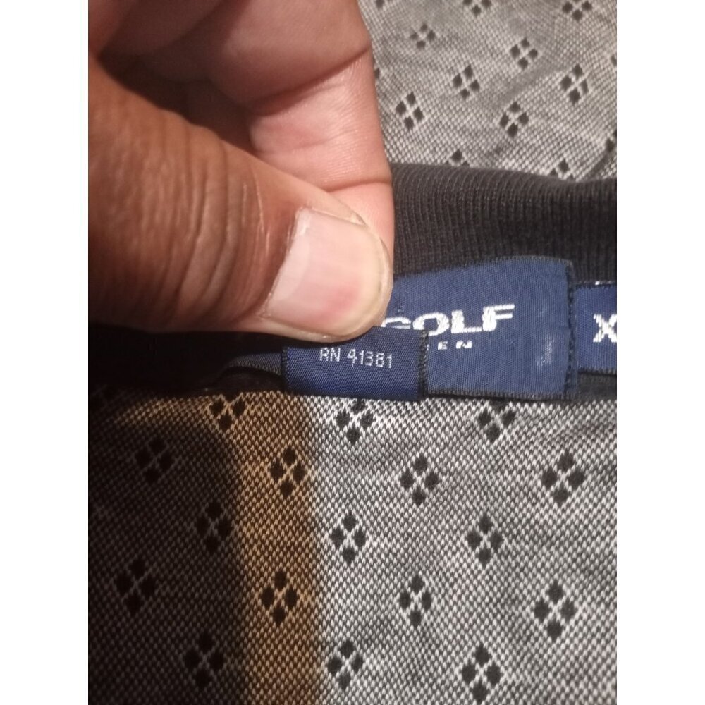 Polo Golf Ralph Lauren Mens XL Short Sleeve Polo Shirt Cotton Gray Geometric - Picture 9 of 12